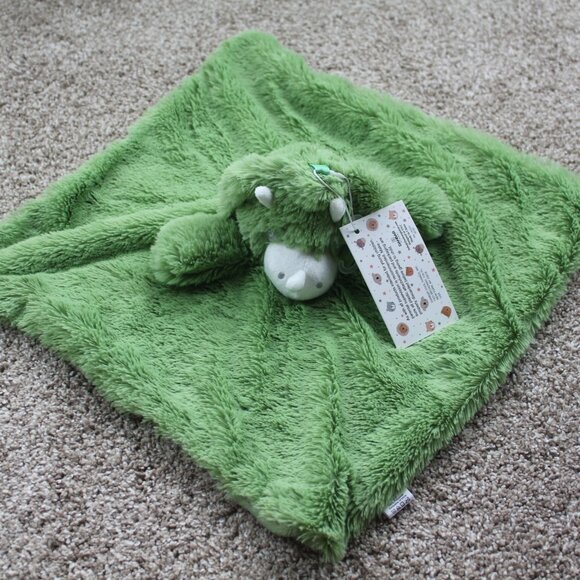 Oobles Dinosaur Plush Security Blanket Lovey Baby Boys Dino Rattle Toy Green NWT - Picture 4 of 4